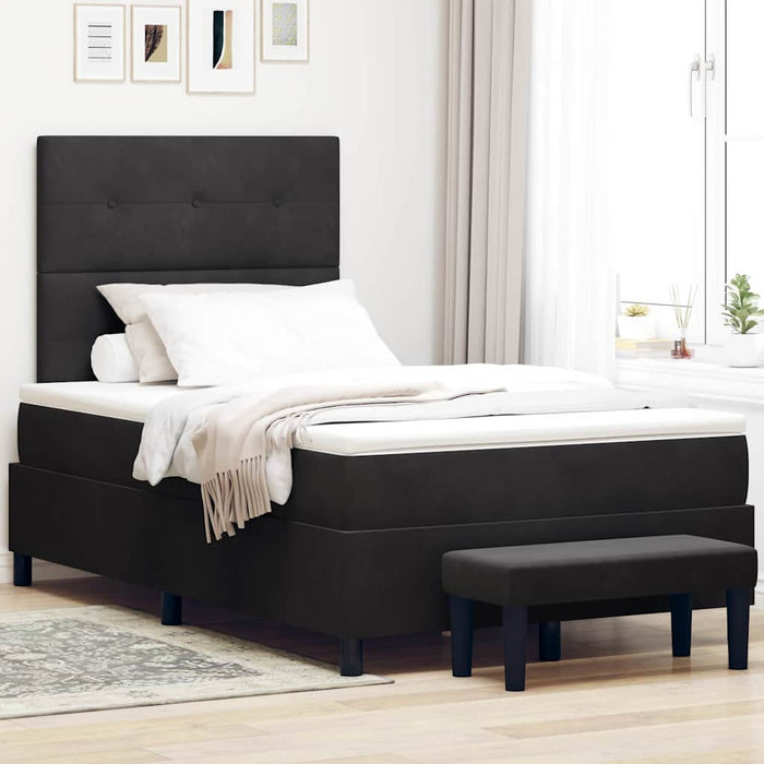 Pat cu arcuri cu saltea cu headboard Negru 120 x 200 cm Catifea - WALTI WALTI