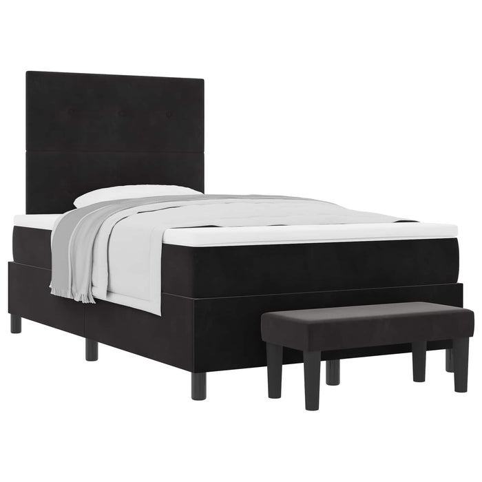 Pat cu arcuri cu saltea cu headboard Negru 120 x 200 cm Catifea - WALTI WALTI