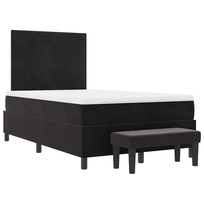 Pat cu arcuri cu saltea cu headboard Negru 120 x 200 cm Catifea - WALTI WALTI
