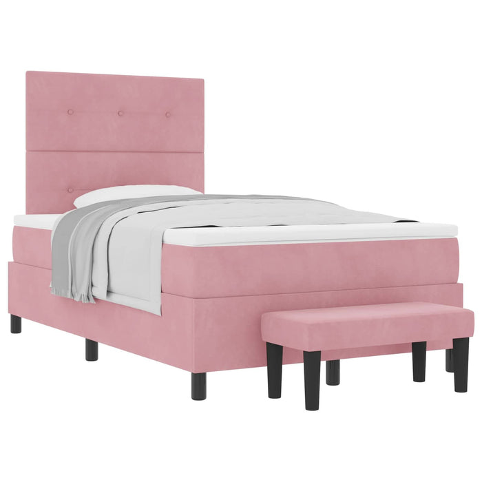 Pat cu arcuri cu saltea cu headboard Roz 120 x 200 cm Catifea - WALTI WALTI
