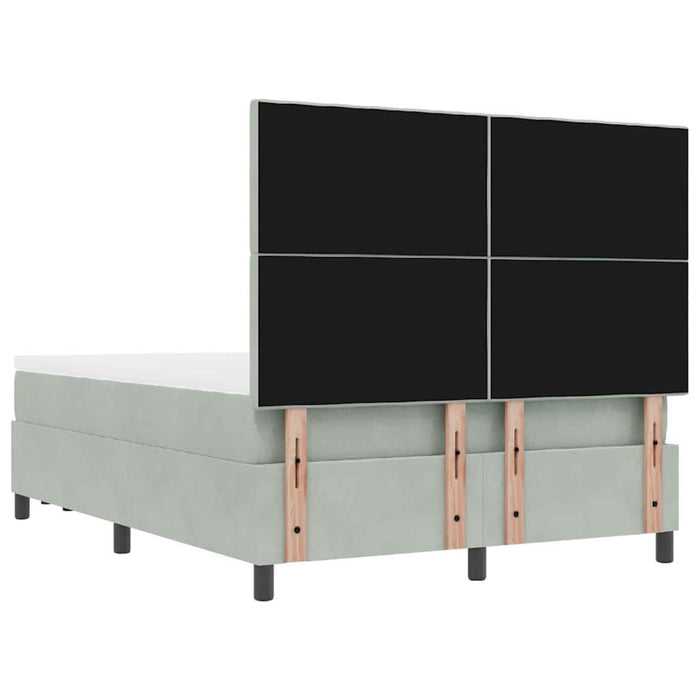 Pat cu arcuri cu saltea Gri deschis 140 x 190 cm Catifea - WALTI WALTI