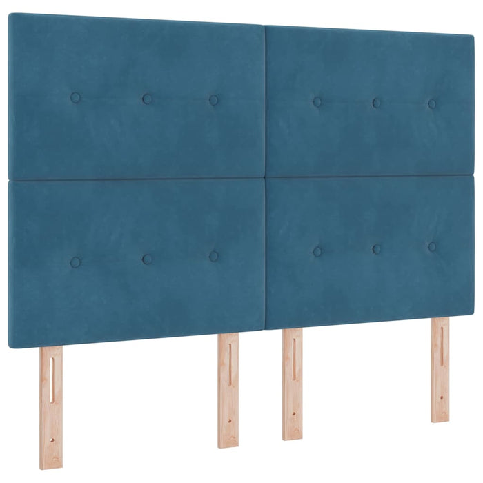 Pat cu arcuri cu headboard Albastru închis 190 x 140 cm Catifea WALTI
