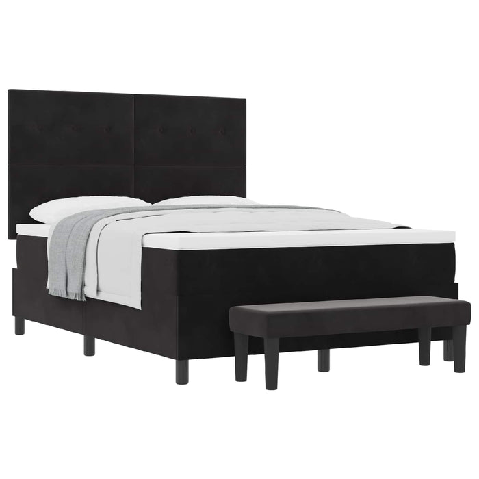Pat cu arcuri cu saltea cu headboard Negru 140 x 200 cm Catifea - WALTI WALTI