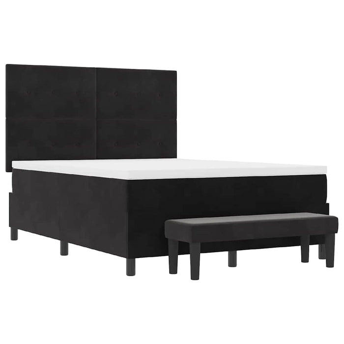 Pat cu arcuri cu saltea cu headboard Negru 140 x 200 cm Catifea - WALTI WALTI