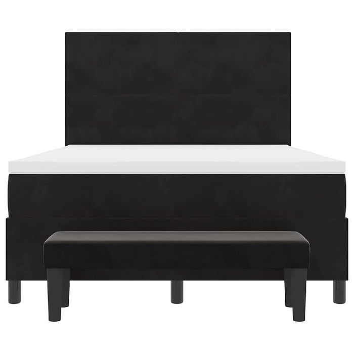 Pat cu arcuri cu saltea cu headboard Negru 140 x 200 cm Catifea - WALTI WALTI
