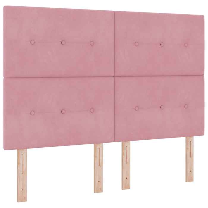 Pat cu arcuri cu pernă cu headboard Roz 200 x 140 cm Catifea - WALTI WALTI