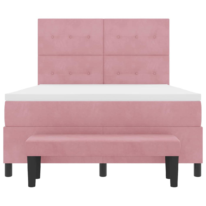 Pat cu arcuri cu pernă cu headboard Roz 200 x 140 cm Catifea - WALTI WALTI