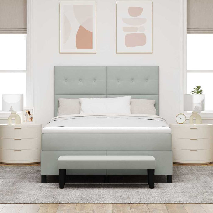 Pat cu arcuri cu saltea Gri deschis 160 x 200 cm Catifea - WALTI WALTI