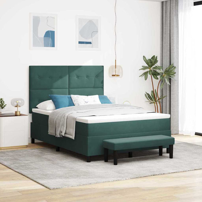 Pat cu arcuri cu headboard Verde închis 200 x 160 cm Catifea - WALTI WALTI