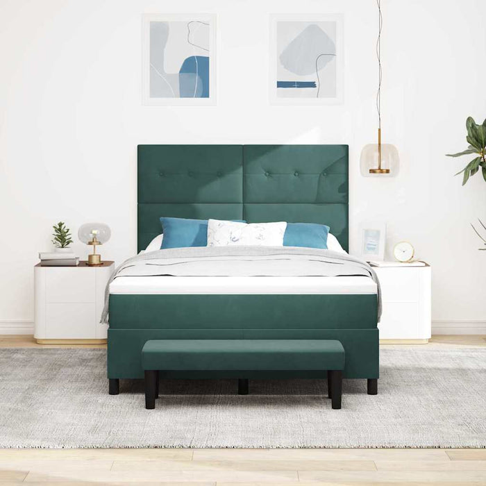 Pat cu arcuri cu headboard Verde închis 200 x 160 cm Catifea - WALTI WALTI