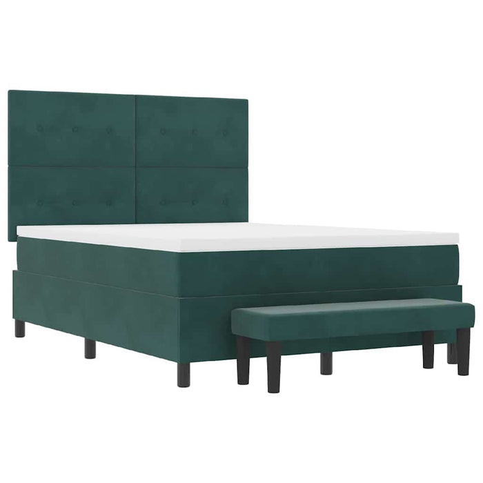 Pat cu arcuri cu headboard Verde închis 200 x 160 cm Catifea - WALTI WALTI
