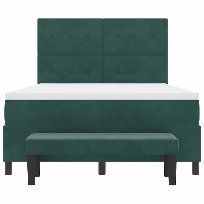 Pat cu arcuri cu headboard Verde închis 200 x 160 cm Catifea - WALTI WALTI