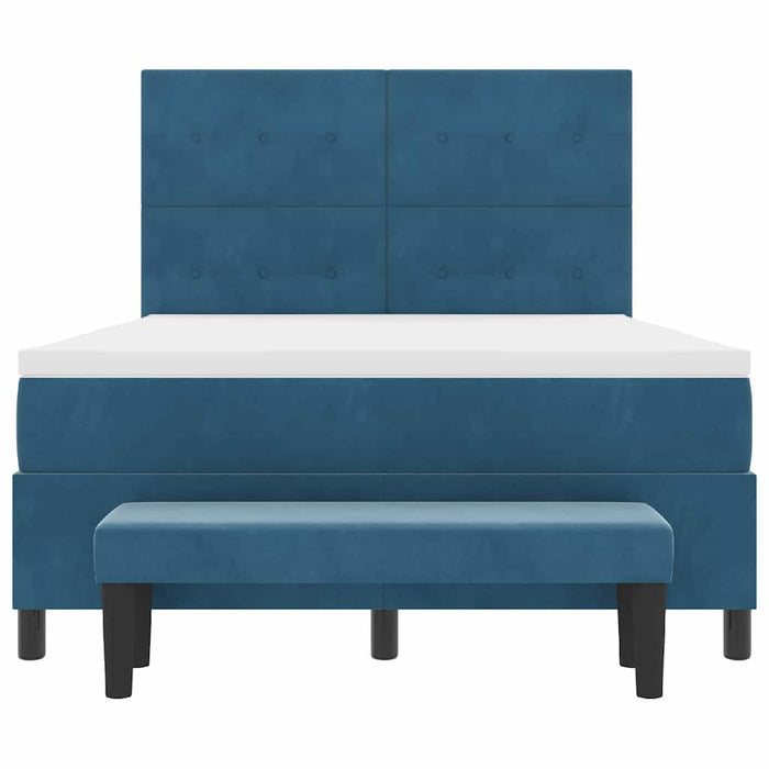 Pat cu arcuri cu headboard Albastru închis 200 x 160 cm Catifea - WALTI WALTI