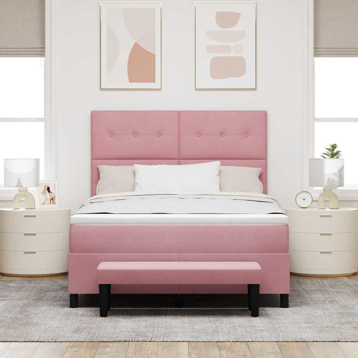 Pat cu arcuri cu headboard Roz 200 x 160 cm Catifea - WALTI WALTI