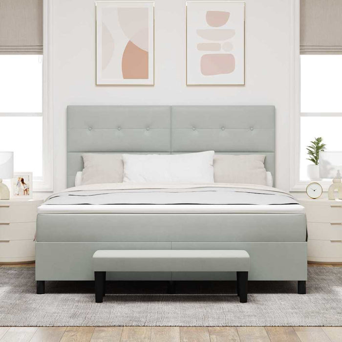 Pat cu arcuri cu saltea Gri deschis 180 x 200 cm Catifea - WALTI WALTI