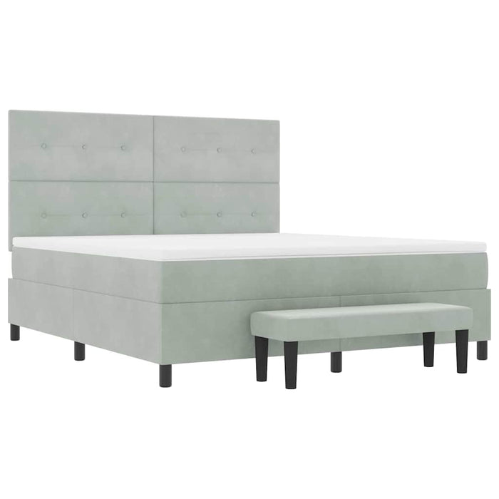 Pat cu arcuri cu saltea Gri deschis 180 x 200 cm Catifea - WALTI WALTI