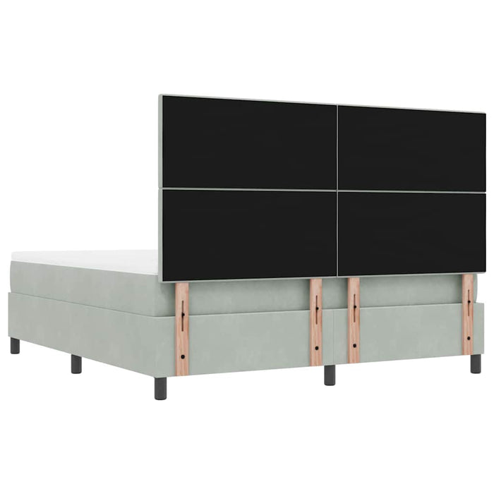 Pat cu arcuri cu saltea Gri deschis 180 x 200 cm Catifea - WALTI WALTI