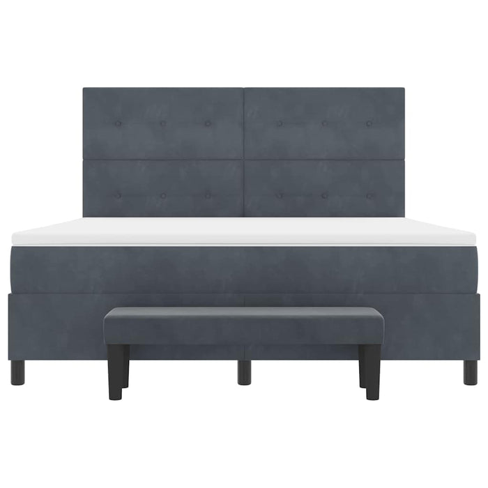 Pat cu arcuri cu saltea Gri închis 180 x 200 cm Catifea - WALTI WALTI