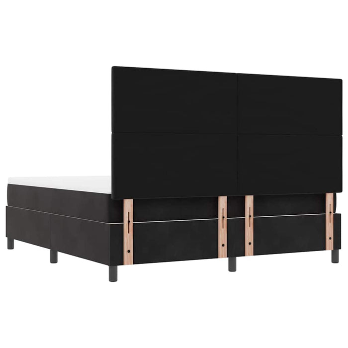 Pat cu arcuri cu headboard Negru 200 x 180 cm Catifea WALTI
