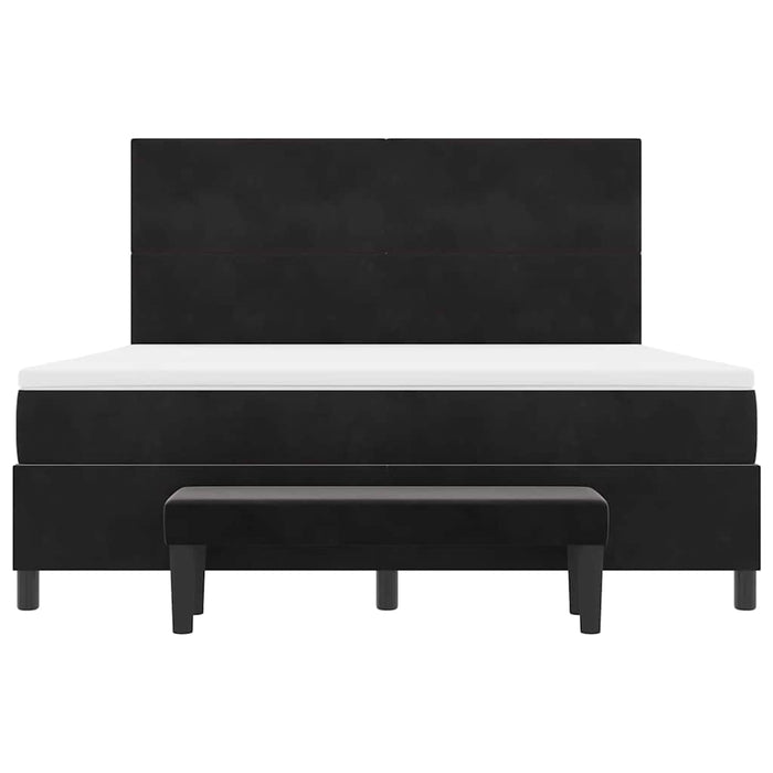 Pat cu arcuri cu headboard Negru 200 x 180 cm Catifea WALTI