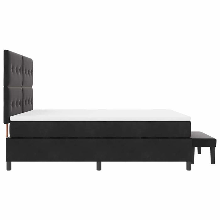 Pat cu arcuri cu headboard Negru 200 x 180 cm Catifea WALTI