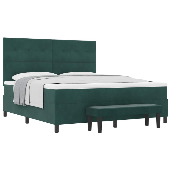 Pat cu arcuri cu headboard Verde închis 200 x 180 cm Catifea - WALTI WALTI