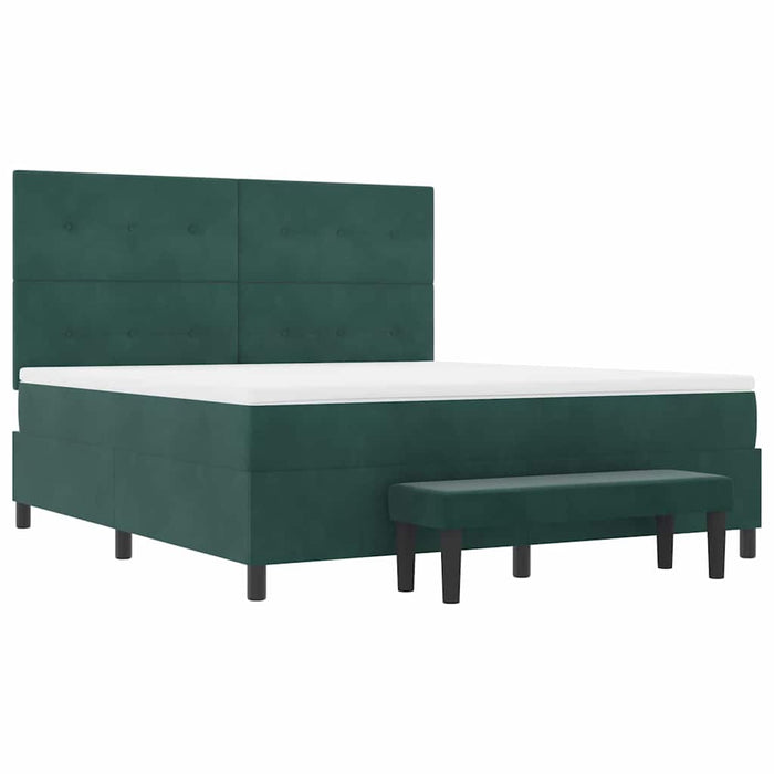 Pat cu arcuri cu headboard Verde închis 200 x 180 cm Catifea - WALTI WALTI