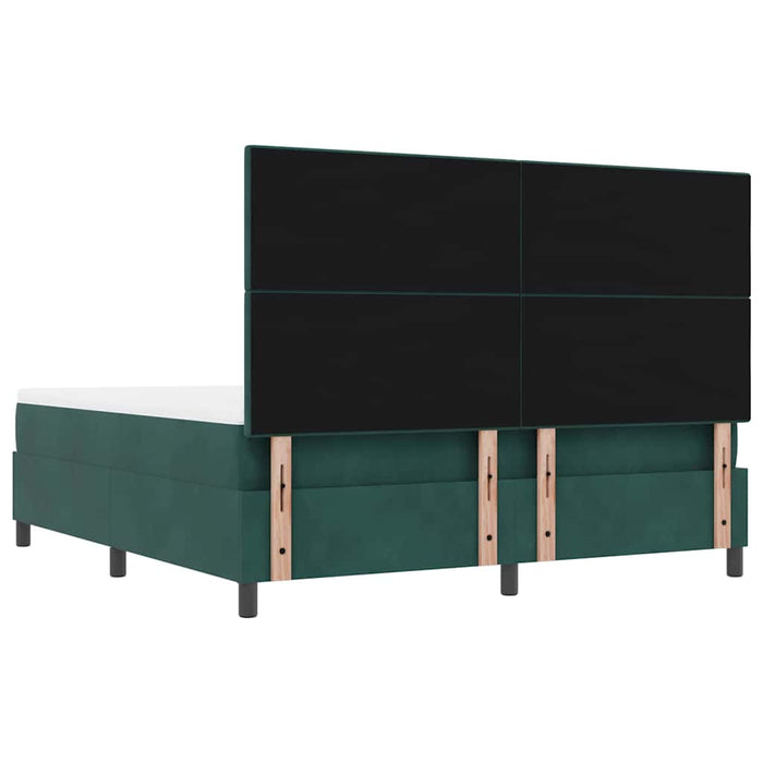 Pat cu arcuri cu headboard Verde închis 200 x 180 cm Catifea - WALTI WALTI
