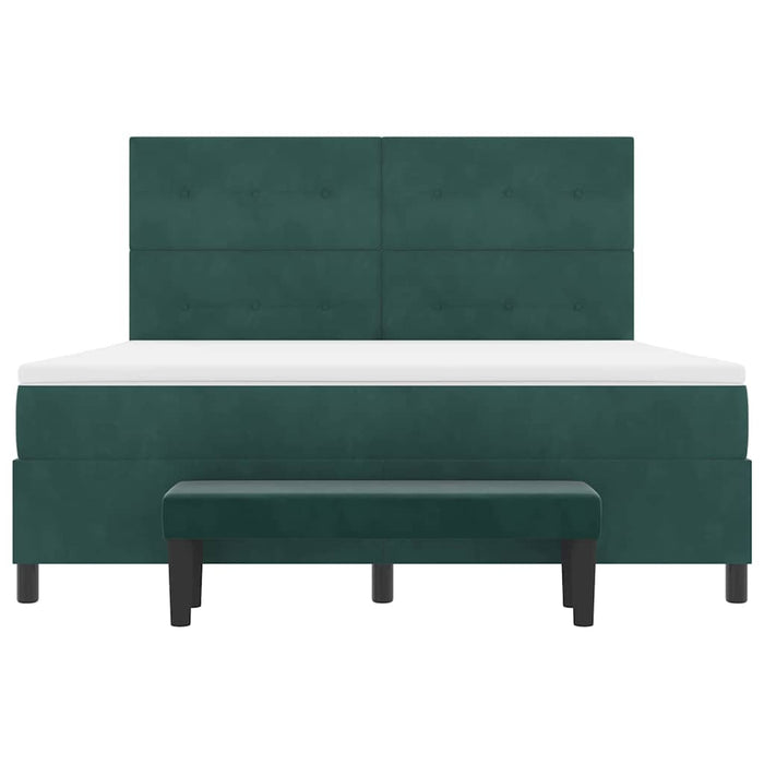 Pat cu arcuri cu headboard Verde închis 200 x 180 cm Catifea - WALTI WALTI