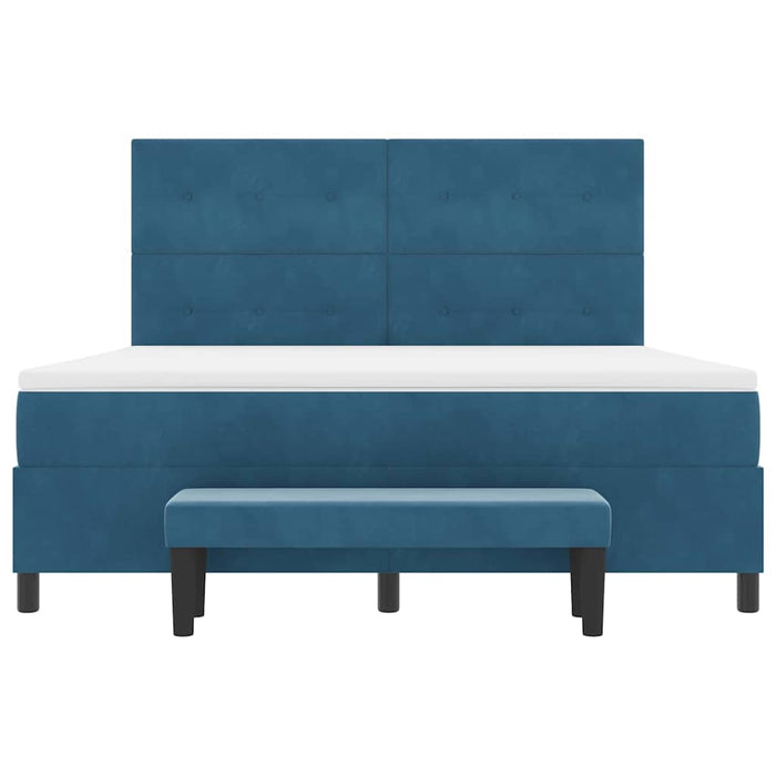 Pat cu arcuri cu headboard Albastru închis 200 x 180 cm Catifea - WALTI WALTI
