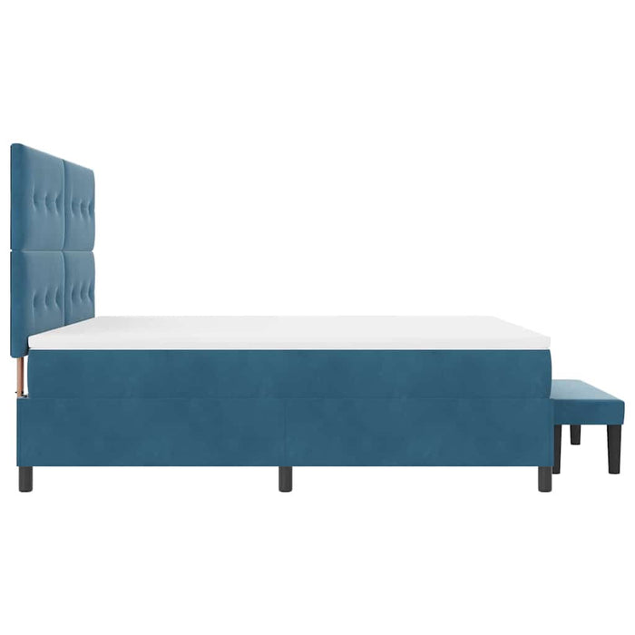 Pat cu arcuri cu headboard Albastru închis 200 x 180 cm Catifea - WALTI WALTI