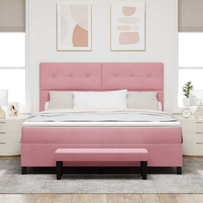Pat cu arcuri cu headboard Roz 200 x 180 cm Catifea - WALTI WALTI