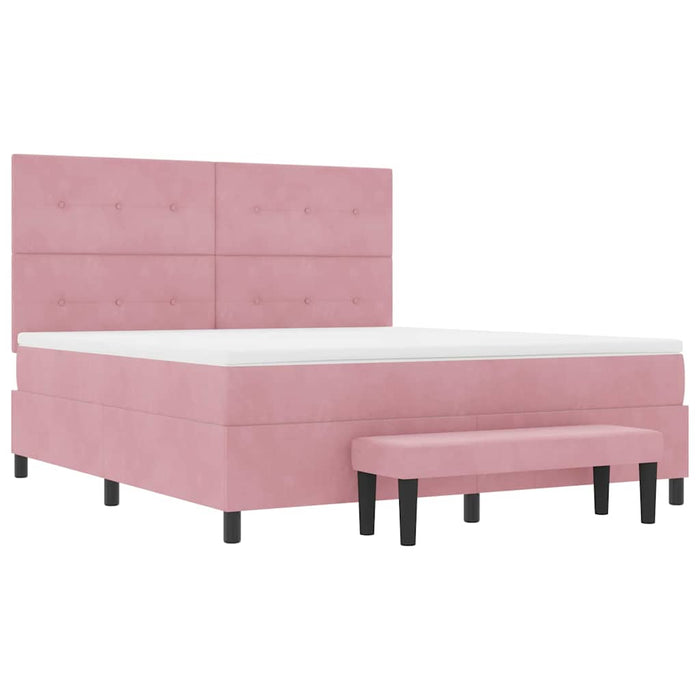Pat cu arcuri cu headboard Roz 200 x 180 cm Catifea - WALTI WALTI