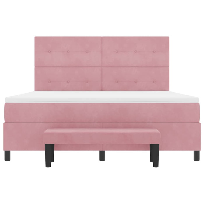 Pat cu arcuri cu headboard Roz 200 x 180 cm Catifea - WALTI WALTI