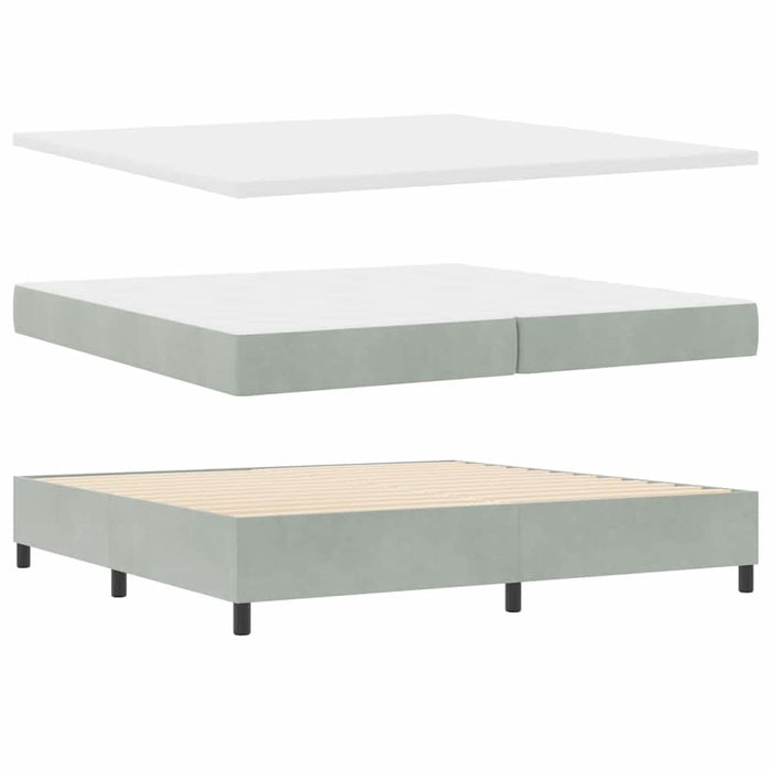 Pat cu arcuri cu saltea Gri deschis 200 x 200 cm Catifea - WALTI WALTI