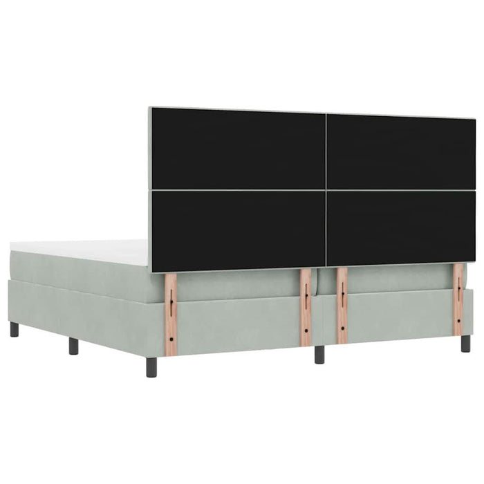 Pat cu arcuri cu saltea Gri deschis 200 x 200 cm Catifea - WALTI WALTI