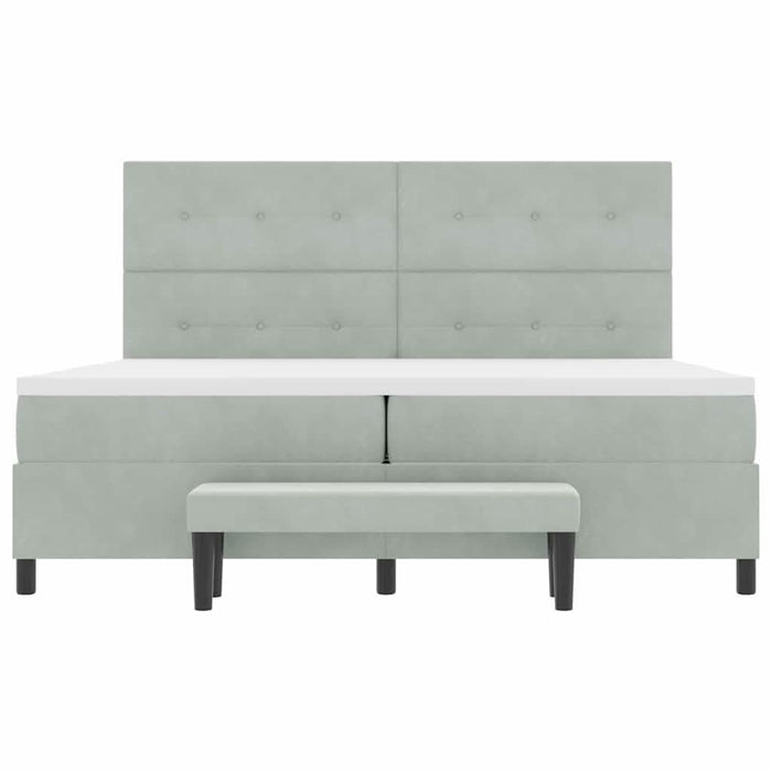 Pat cu arcuri cu saltea Gri deschis 200 x 200 cm Catifea - WALTI WALTI