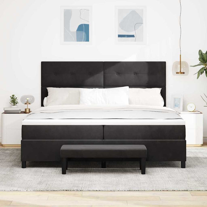 Pat cu arcuri cu headboard Negru 200 x 200 cm Catifea WALTI