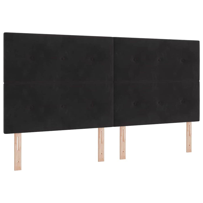 Pat cu arcuri cu headboard Negru 200 x 200 cm Catifea WALTI