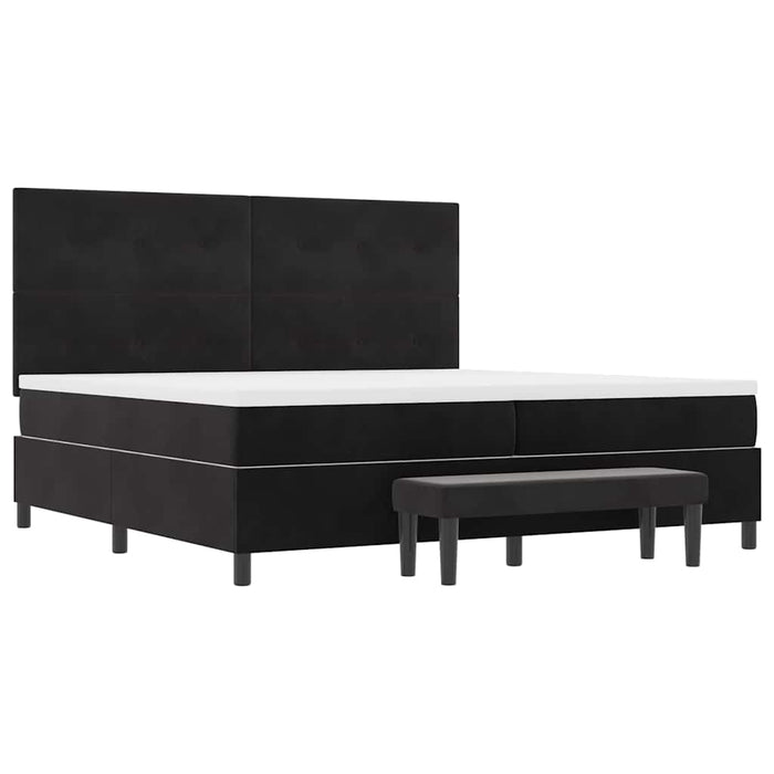 Pat cu arcuri cu headboard Negru 200 x 200 cm Catifea WALTI