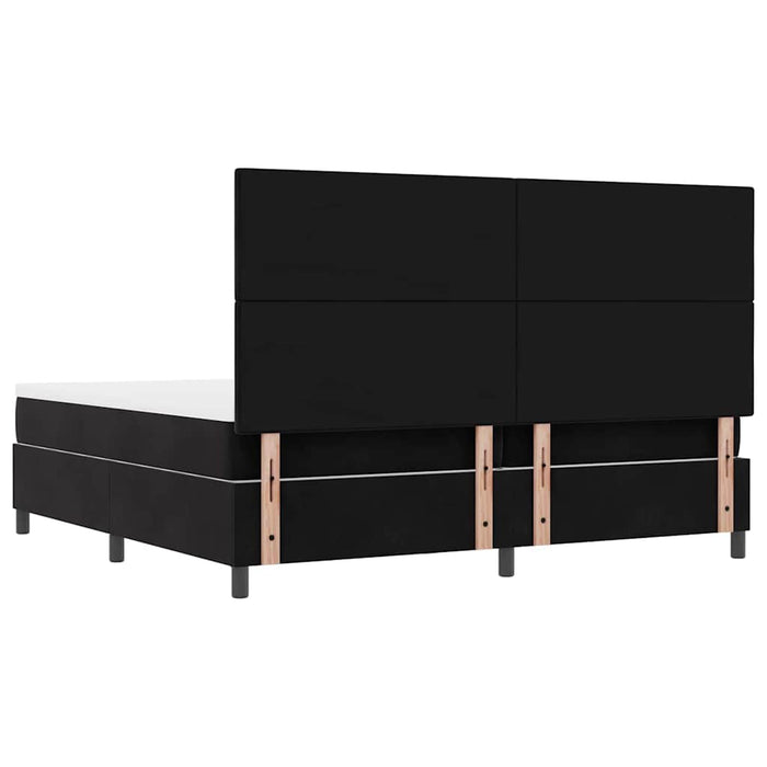 Pat cu arcuri cu headboard Negru 200 x 200 cm Catifea WALTI