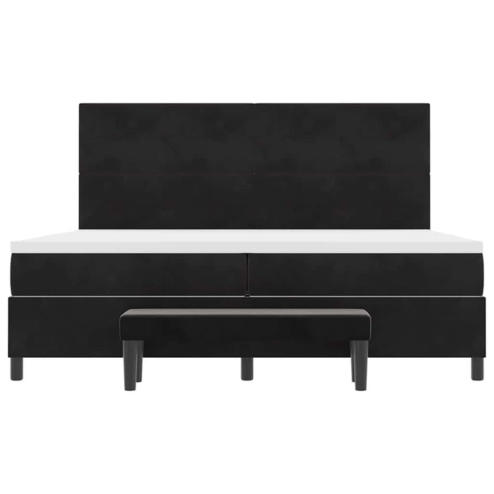 Pat cu arcuri cu headboard Negru 200 x 200 cm Catifea WALTI