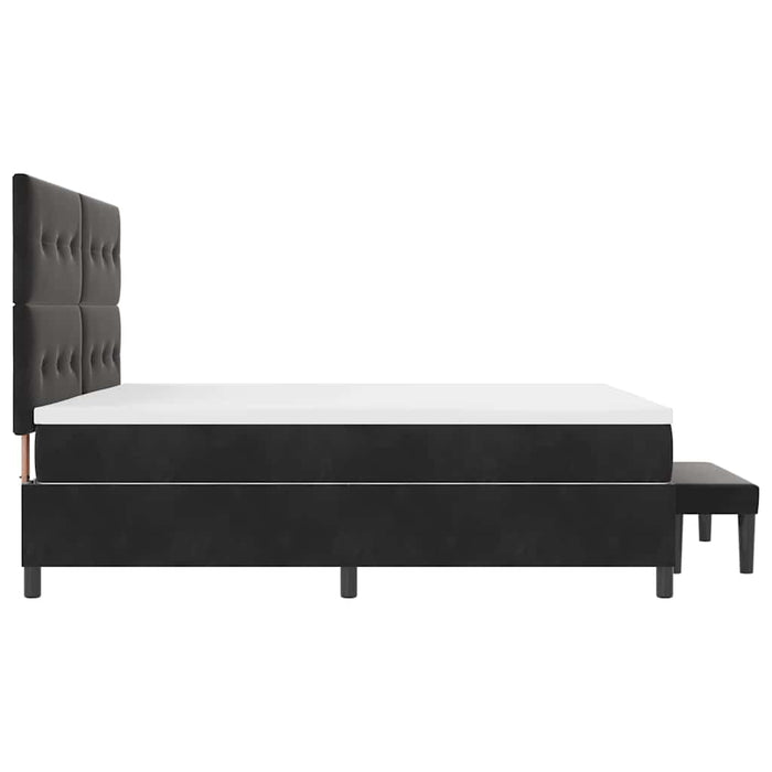 Pat cu arcuri cu headboard Negru 200 x 200 cm Catifea WALTI