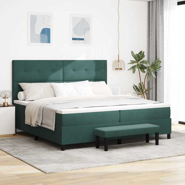 Pat cu arcuri cu saltea Verde închis 200 x 200 cm Catifea - WALTI WALTI