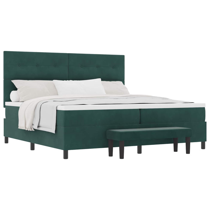 Pat cu arcuri cu saltea Verde închis 200 x 200 cm Catifea - WALTI WALTI