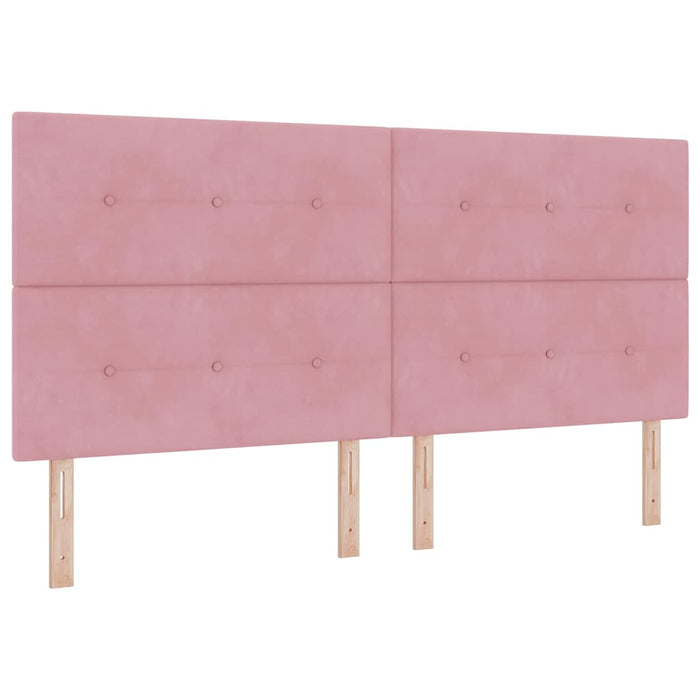 Pat cu arcuri cu saltea cu headboard Roz 200 x 200 cm Catifea - WALTI WALTI