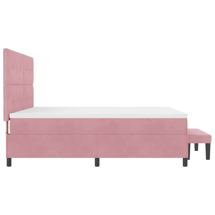 Pat cu arcuri cu saltea cu headboard Roz 200 x 200 cm Catifea - WALTI WALTI