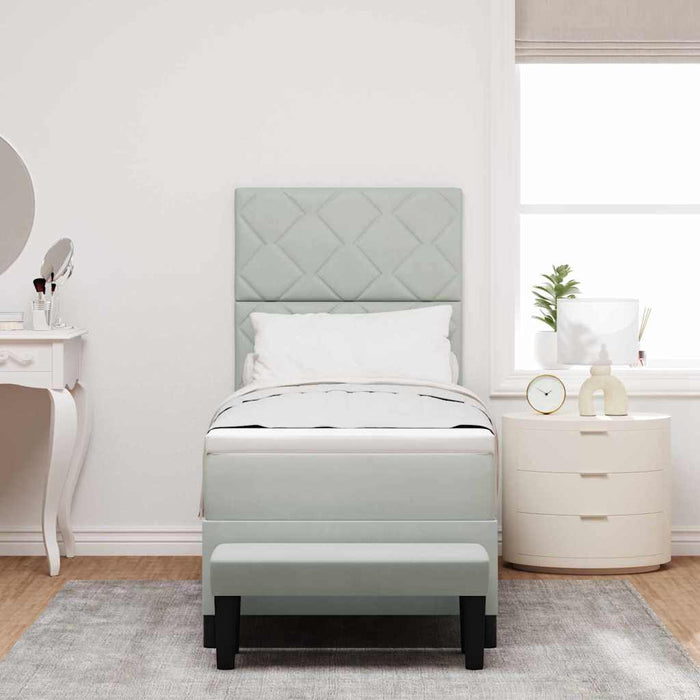 Pat cu arcuri cu headboard Gri deschis 200 x 80 cm Catifea - WALTI WALTI