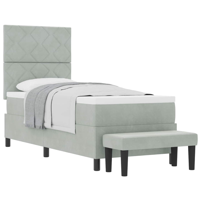 Pat cu arcuri cu headboard Gri deschis 200 x 80 cm Catifea - WALTI WALTI