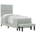 Pat cu arcuri cu headboard Gri deschis 200 x 80 cm Catifea - WALTI WALTI